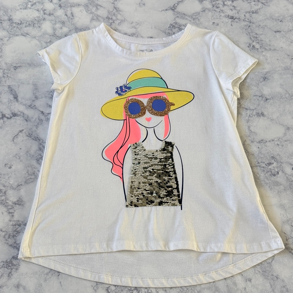 GAP Kids Girls' Graphic Spring Sequin Top Shirt